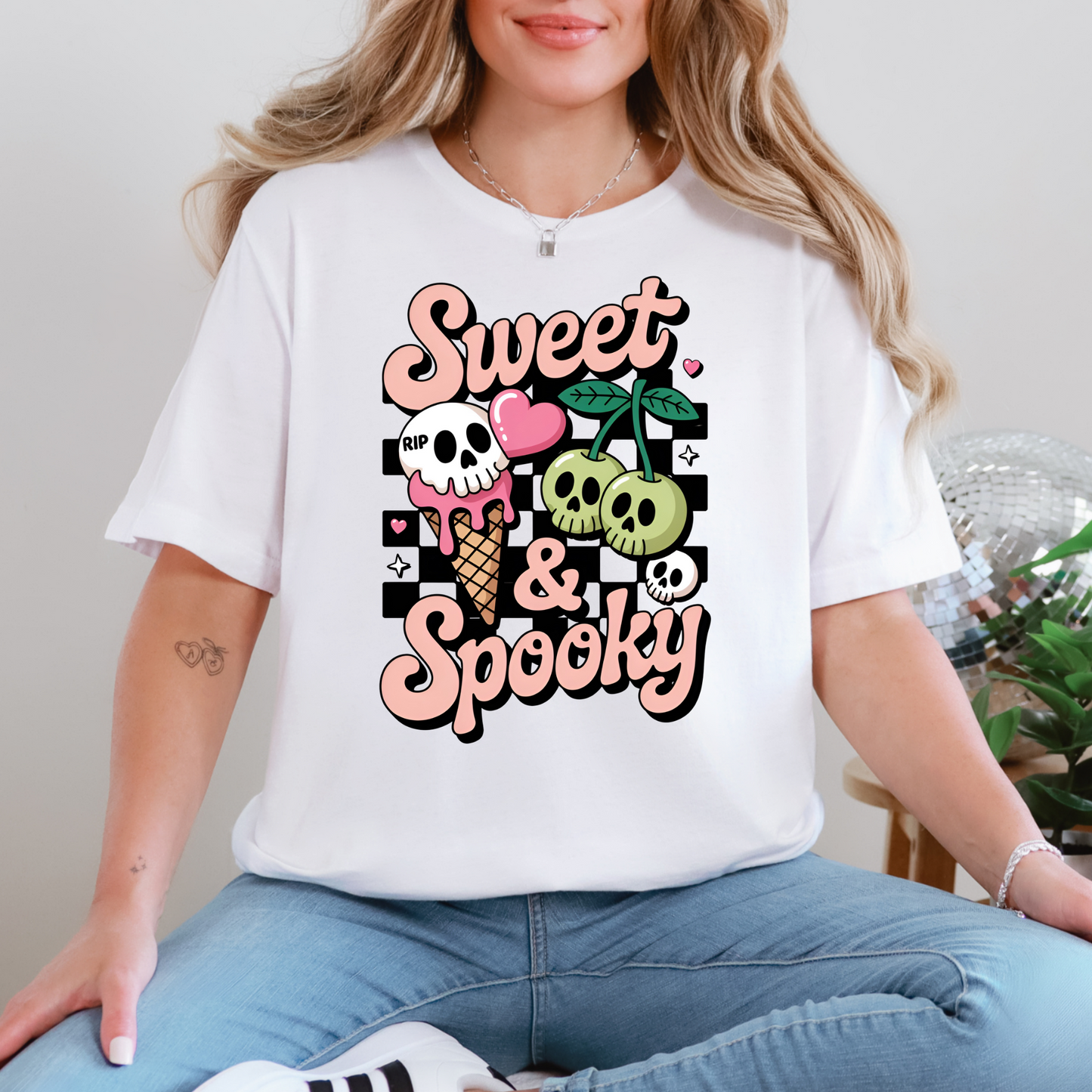 Wholesale Sweet & Spooky Graphic Tee - White Tee