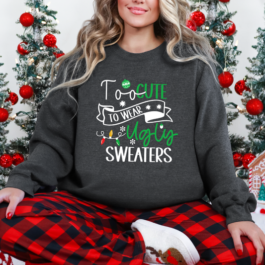 Wholesale Too Cute Ugly Sweaters Sweatshirt - Black Sweatshirt