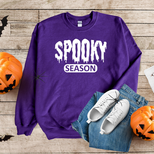 Wholesale Spooky Season Varsity - Purple Sweatshirt