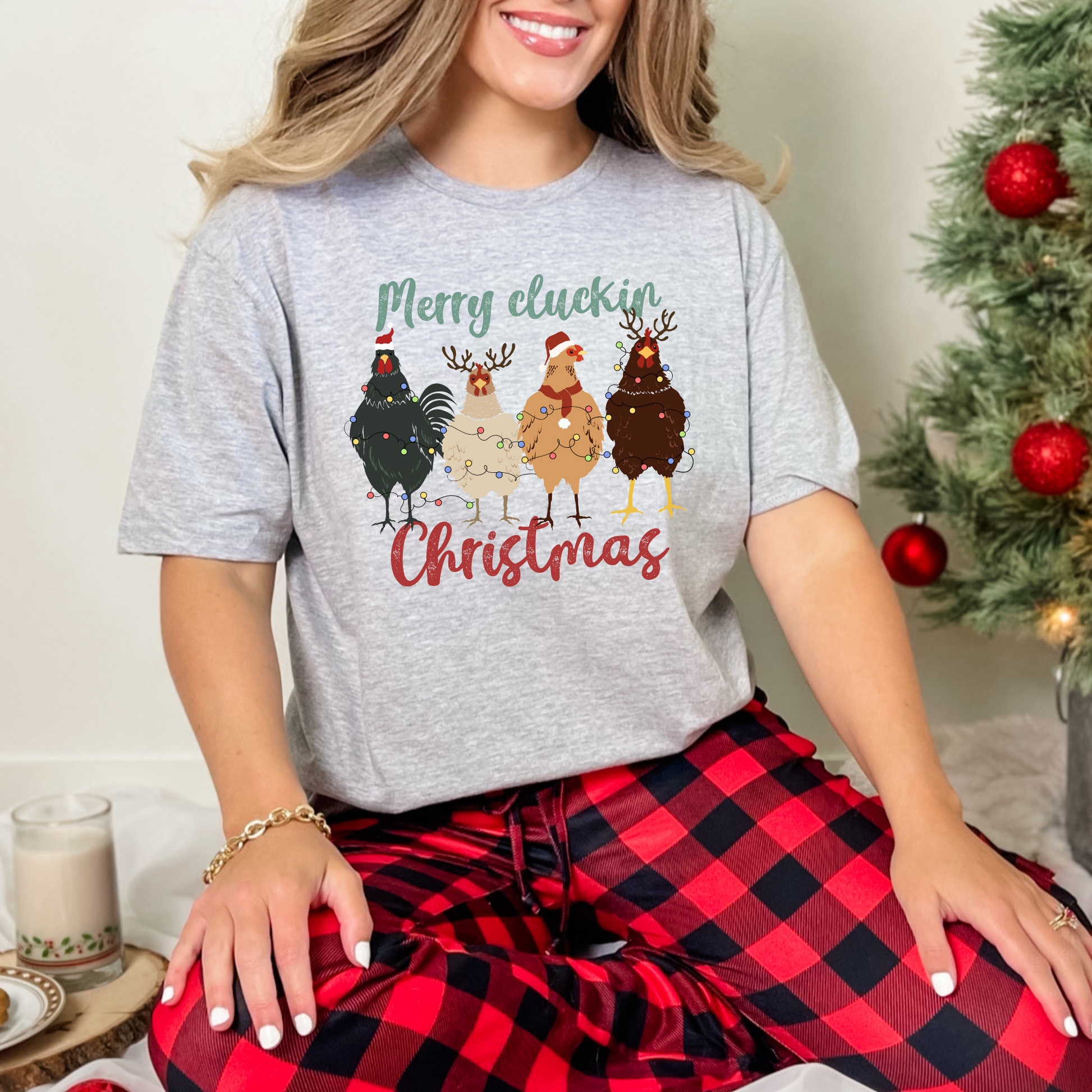 Wholesale Merry Cluckin Christmas - Grey Tee
