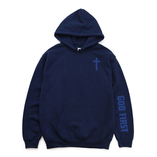 Wholesale God First - Navy Hoodie