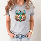 Wholesale Turquoise Pumpkin Bling Graphic Tee - Grey Tee