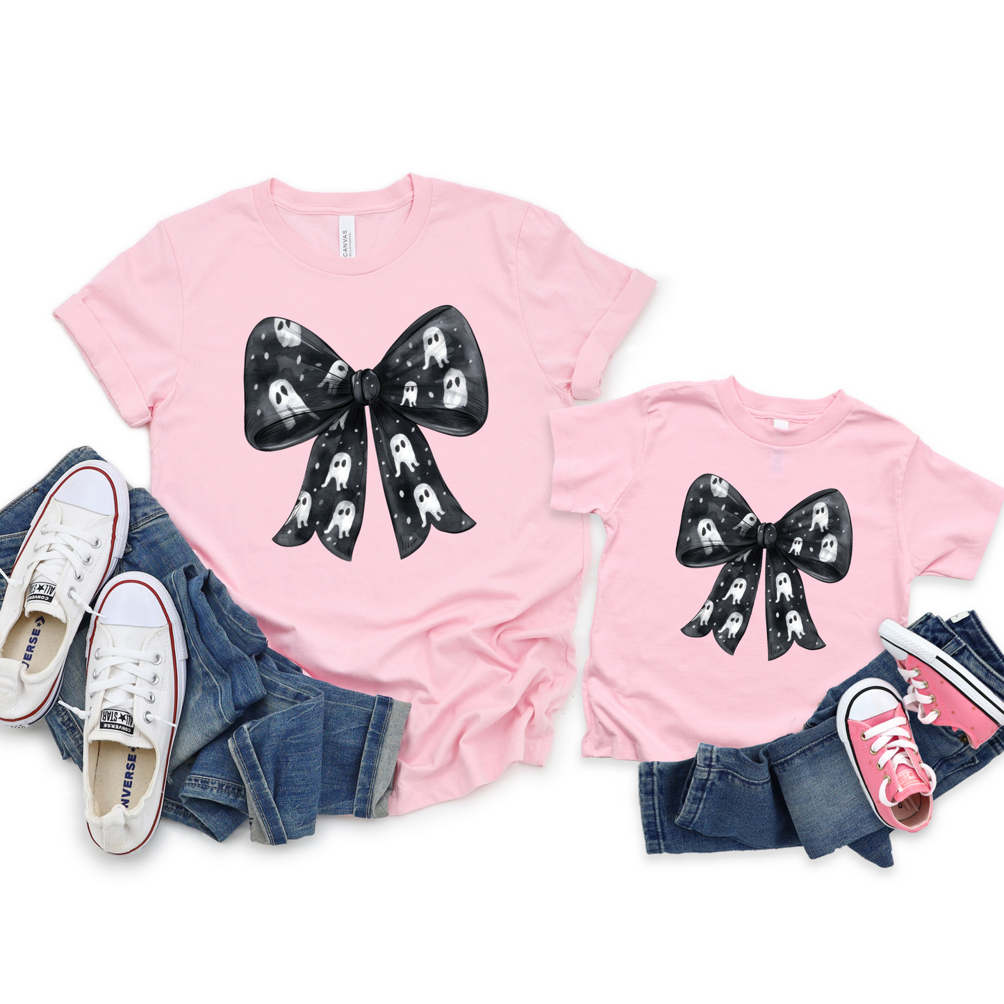 Wholesale Ghost Bow Graphic Tee - Pink Tee