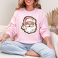 Wholesale Preppy Santa Sweatshirt - Light Pink Sweatshirt