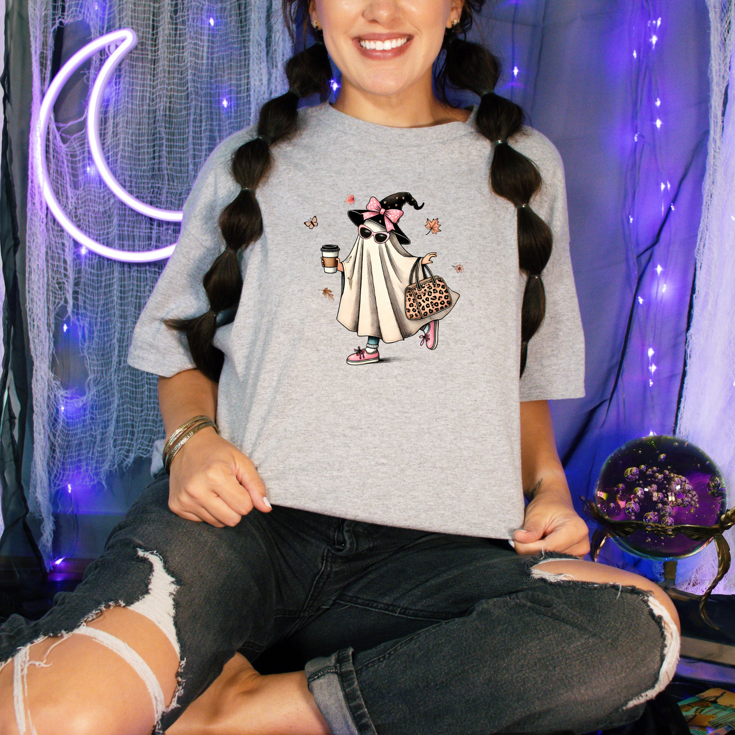 Wholesale Bougie Halloween Graphic Tee - Grey Tee