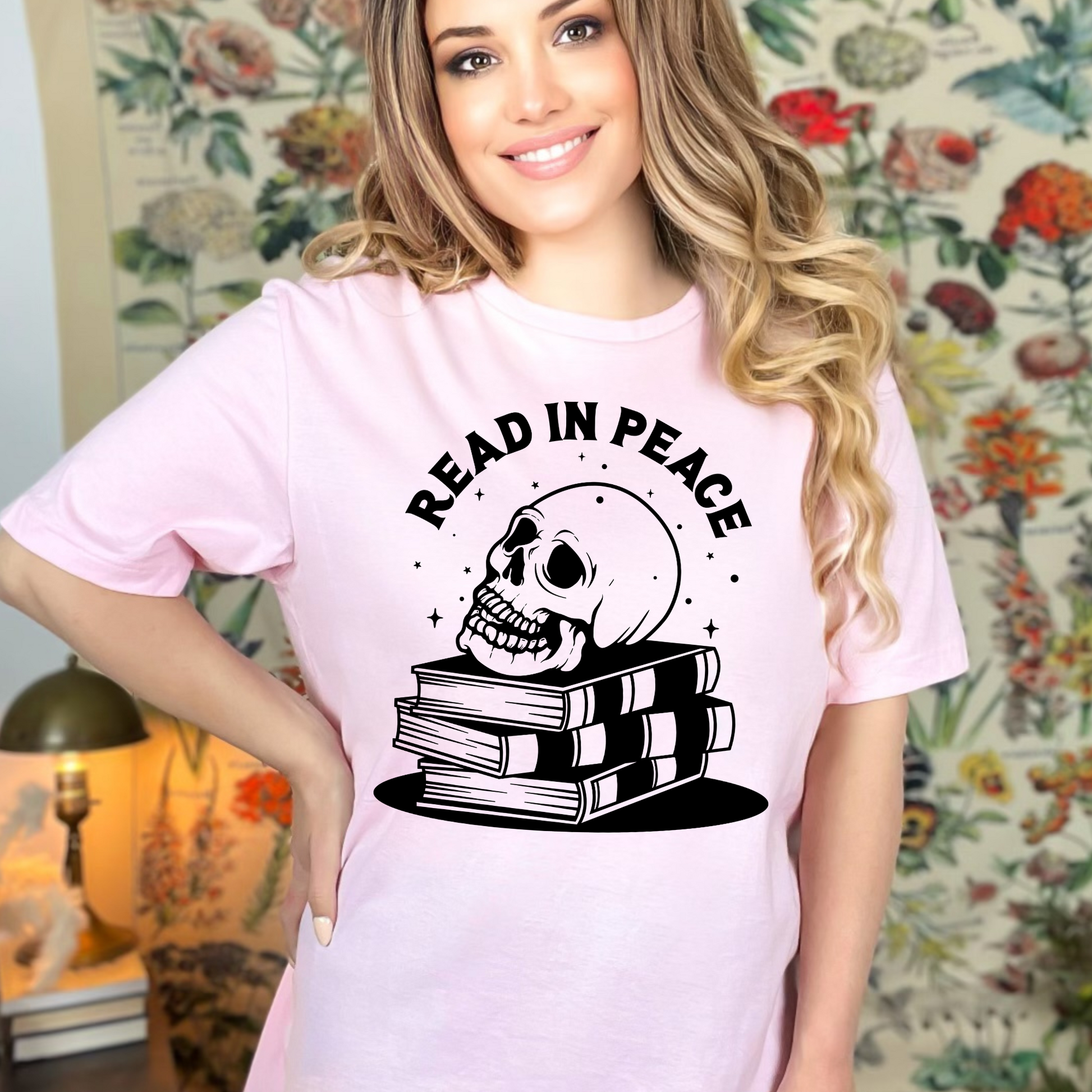 Wholesale Read in Peace Graphic Tee - Pink Tee