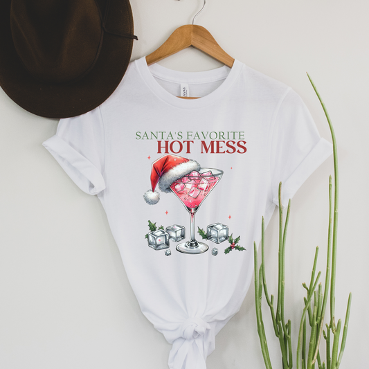 Wholesale Santas favorite hot mess - Pink Tee