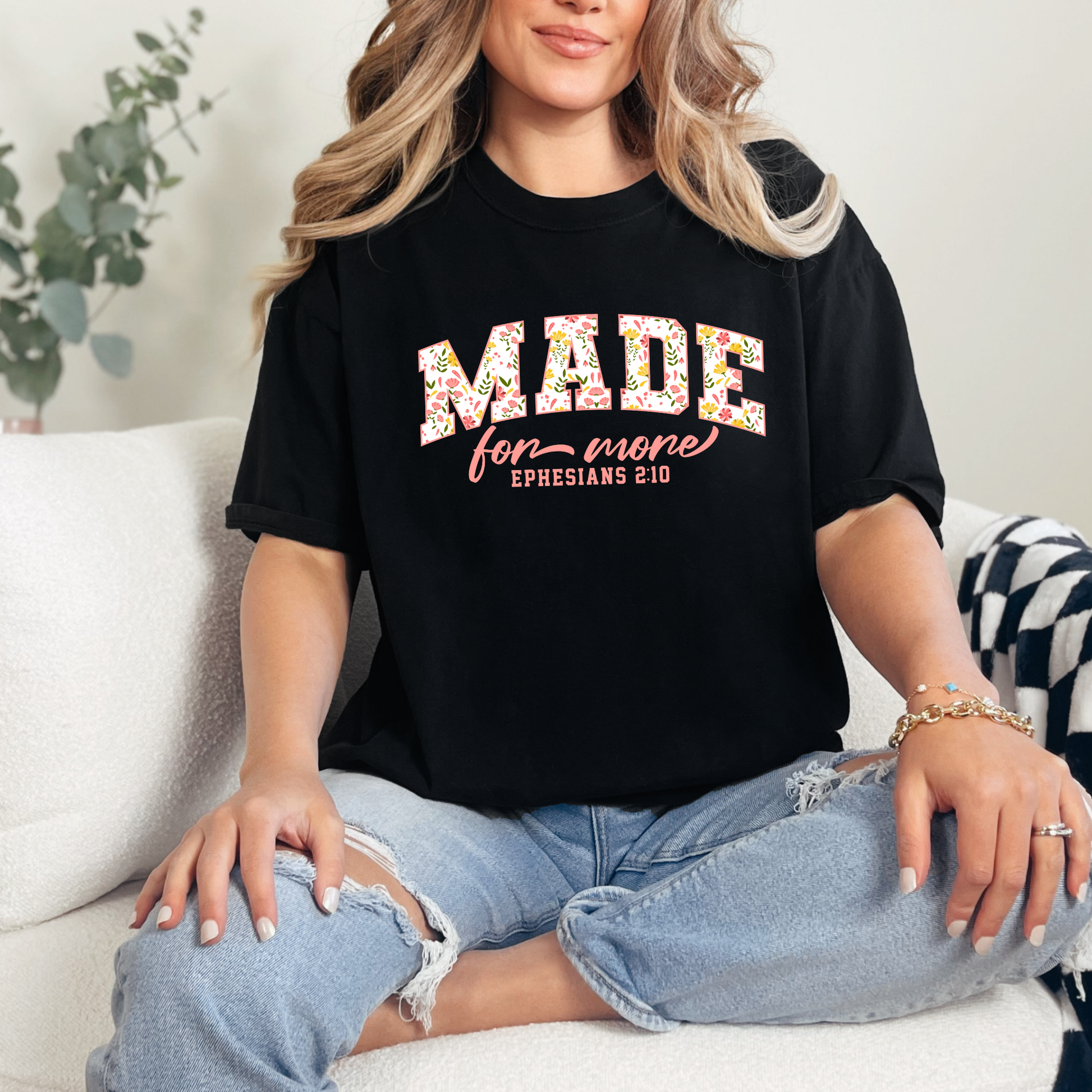 Wholesale Made for More Pink Graphic Tee - Black Tee