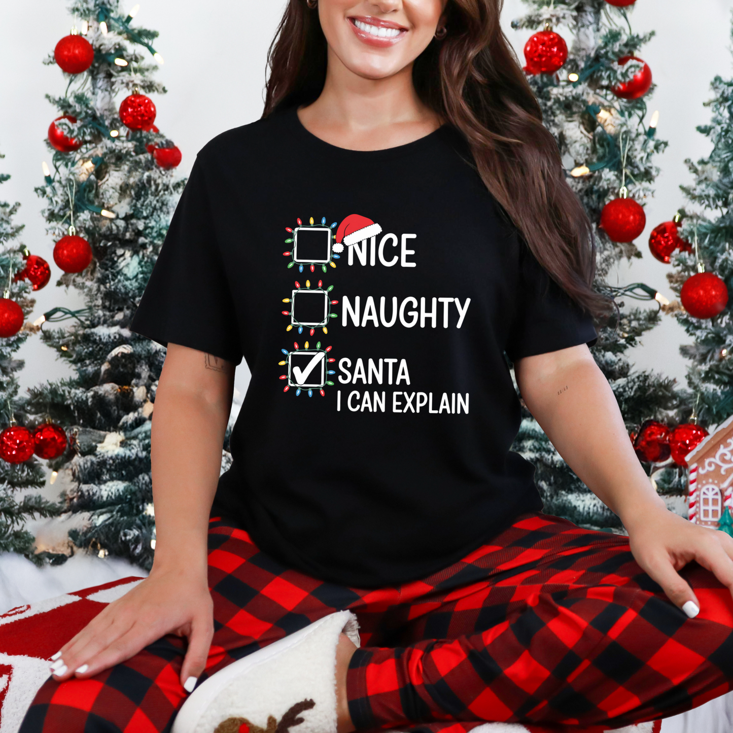 Wholesale Santa I Can Explain Graphic Tee - Black Tee