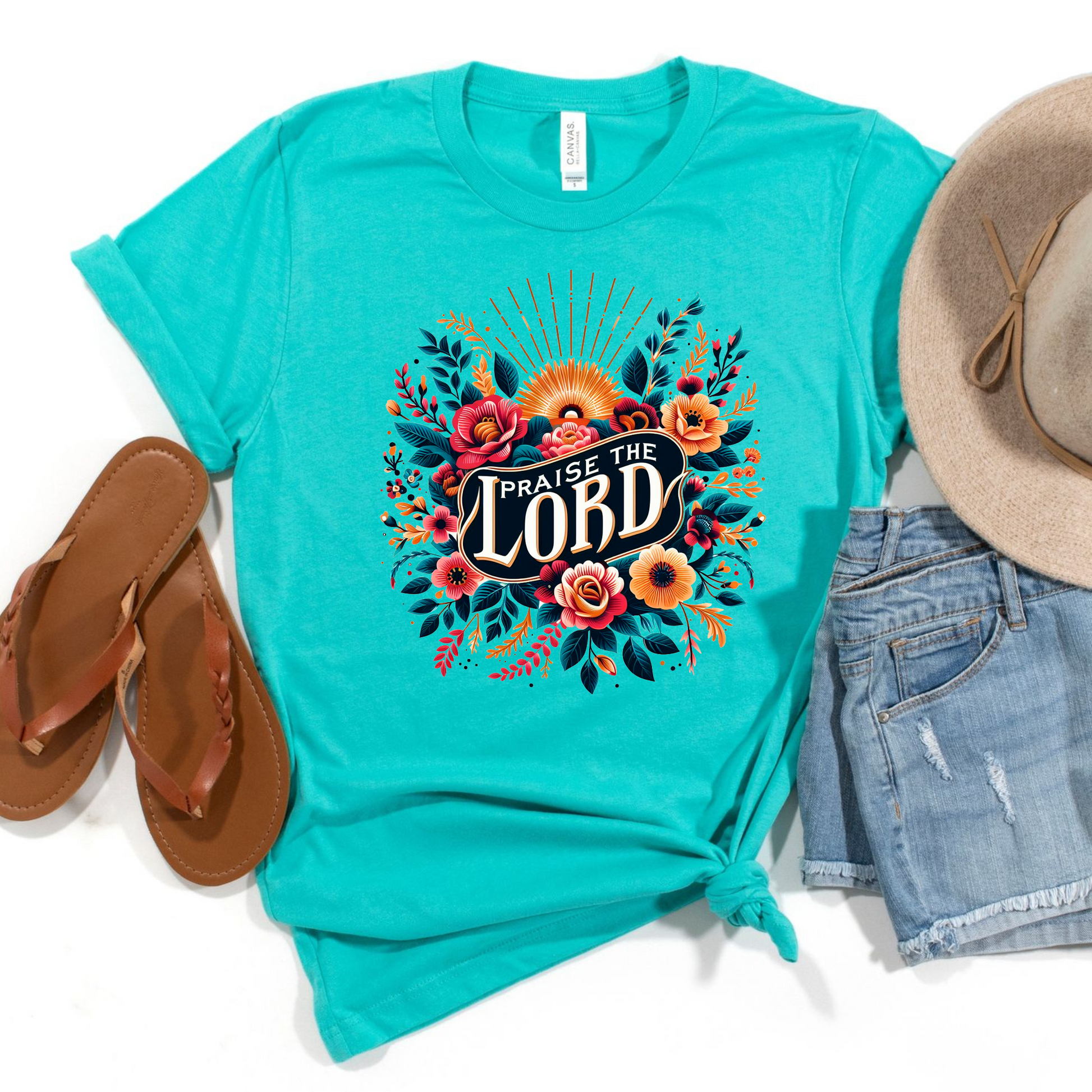 Wholesale Praise the lord floral Graphic Tee - White Tee