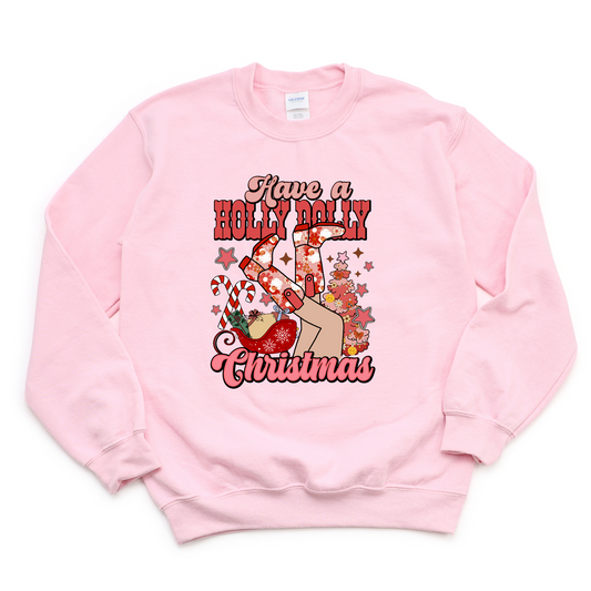 Wholesale Holly Dolly Christmas Boots Graphic Tee - Pink Tee