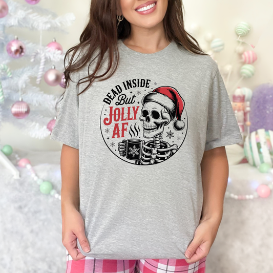 Wholesale Dead Inside But Jolly AF Graphic Tee - Grey Tee