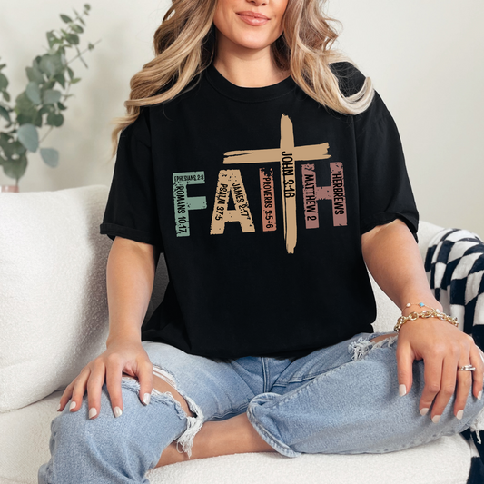 Wholesale Faith Cross Graphic Tee - Black Tee