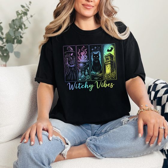 Witchy Cat Vibes Graphic Tee or Sweatshirt
