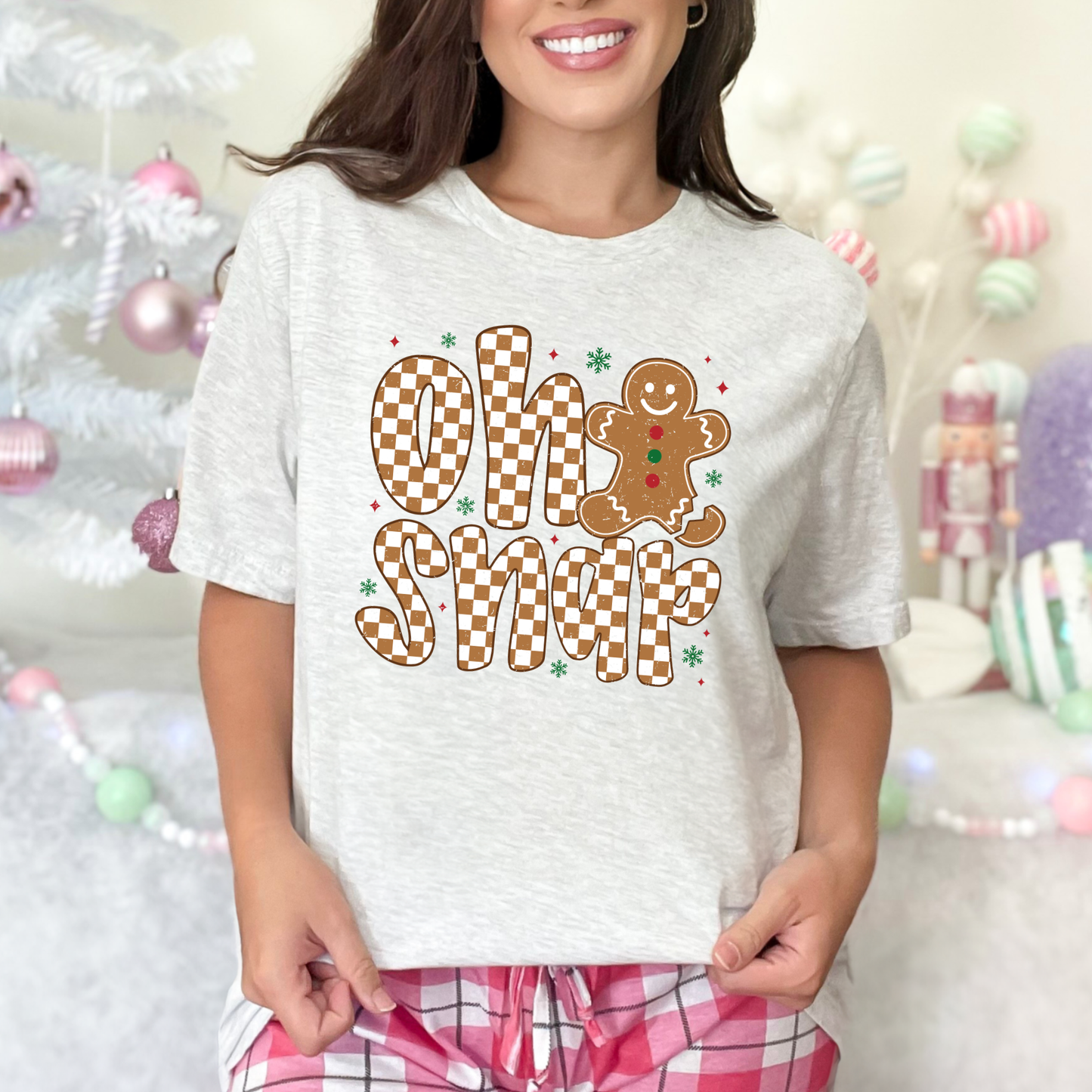 Wholesale Oh Snap Gingerbread Graphic Tee - Ash Tee