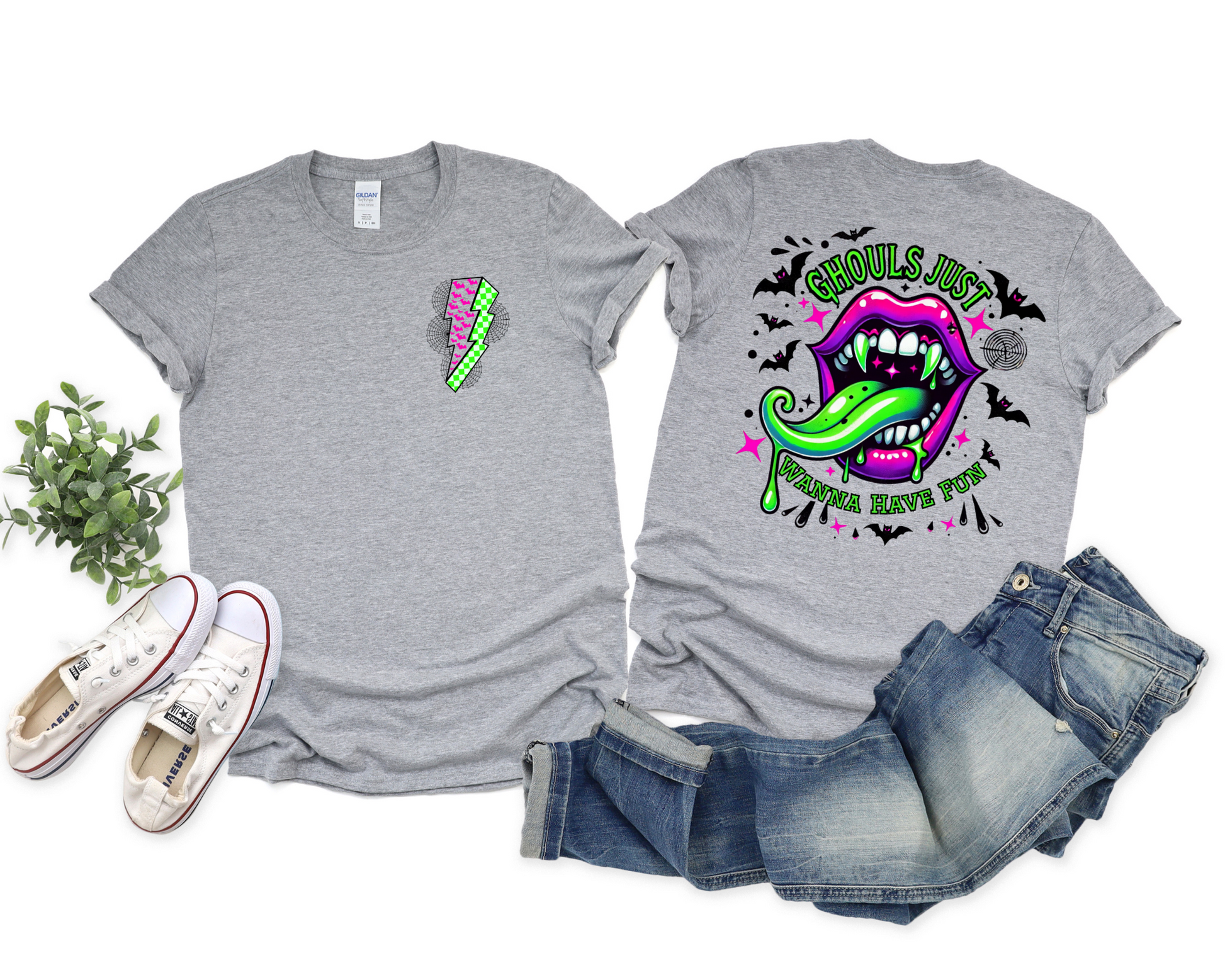 Wholesale Spooky Ghouls Graphic Tee - White Tee