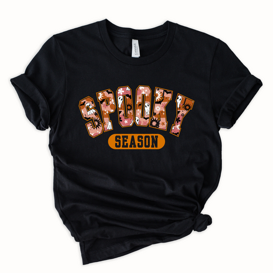 Wholesale Spooky Ghost Season Graphic Tee - Charcoal Tee