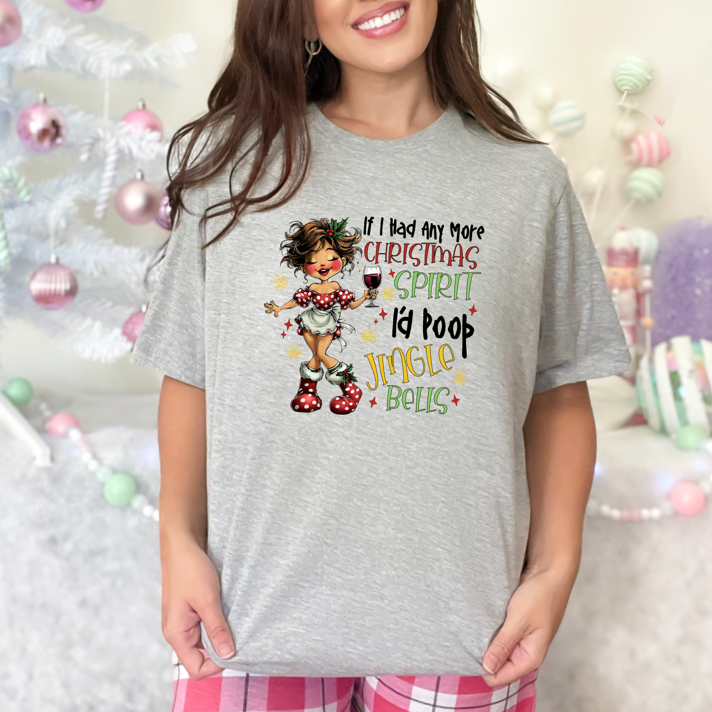 Wholesale Poop Jingle Bells Graphic Tee - Grey Tee