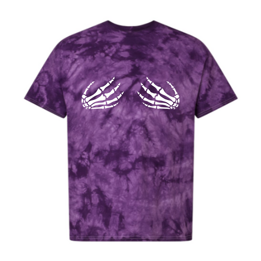 Wholesale Skeleton Hands Graphic Tee - Purple Crystal Tee