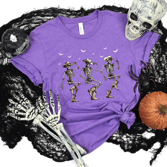 Wholesale Cowboy Skeletons Graphic Tee - Heather Team Purple Tee