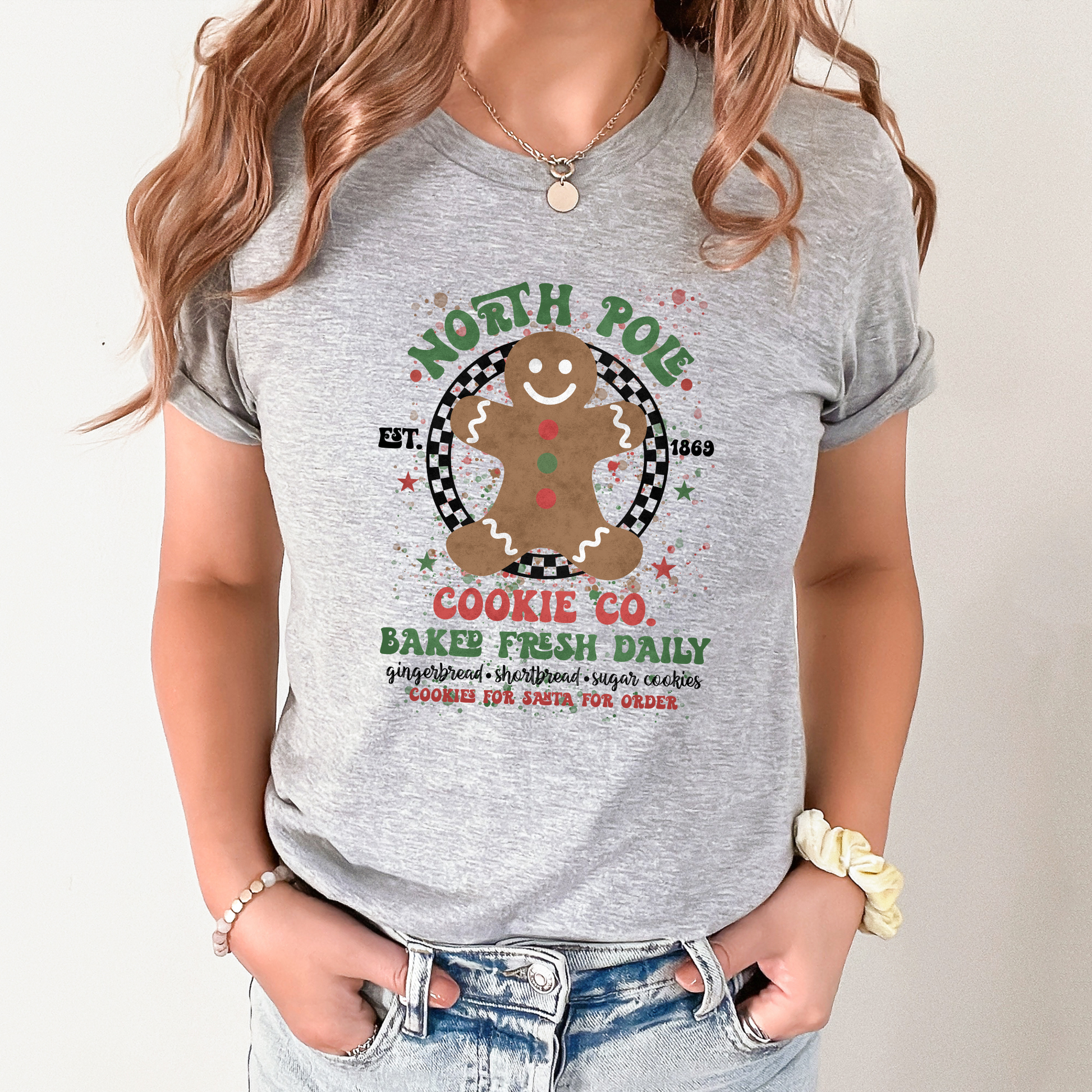 Wholesale North Pole Cookie Co. Graphic Tee - Heather Grey Sweatshirt