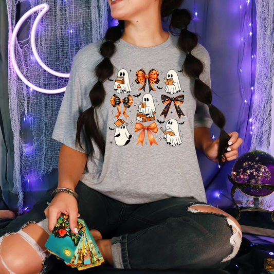 Wholesale Bookish Ghost Coquette Graphic Tee - White Tee