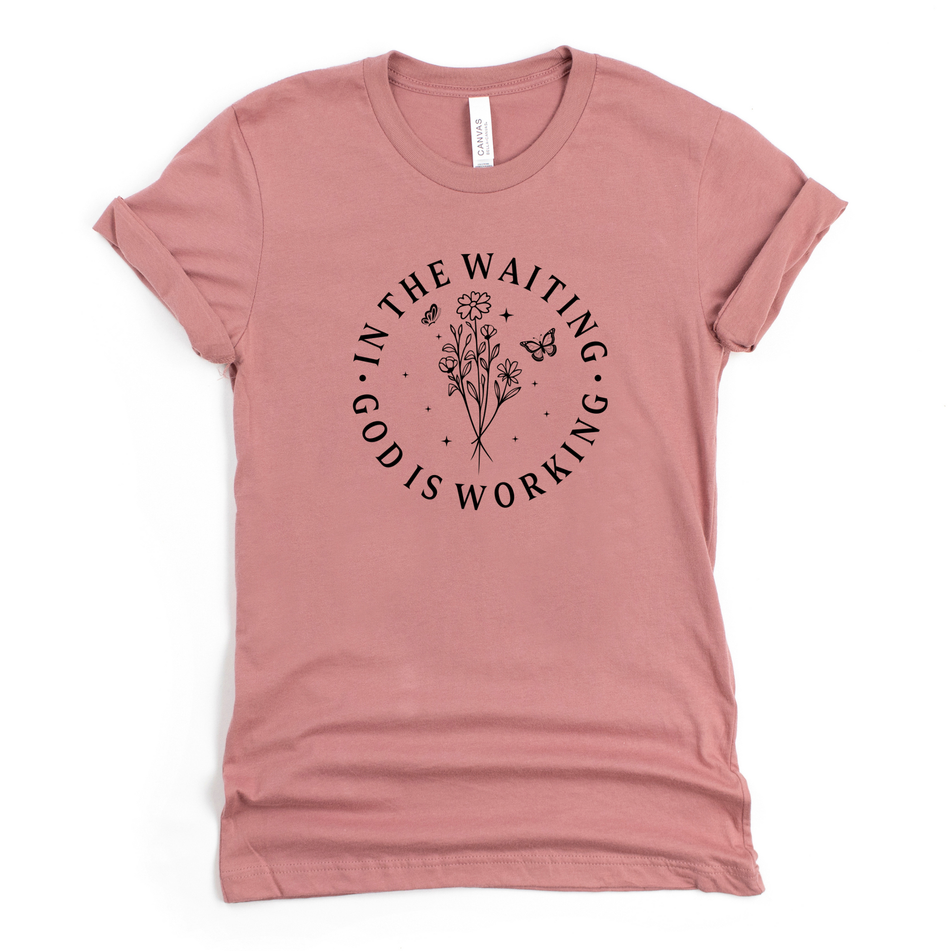 Wholesale God is working Graphic Tee - Mauve Tee