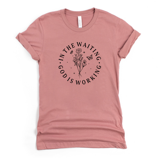 Wholesale God is working Graphic Tee - Mauve Tee