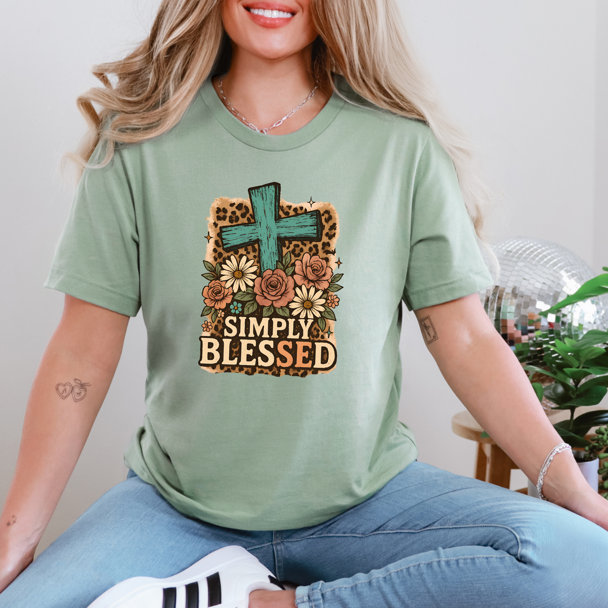 Wholesale Simply Blessed Graphic Tee - Sage Tee