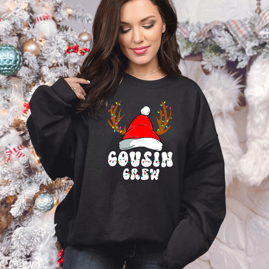 Wholesale Christmas Cousin Crew - Black Tee