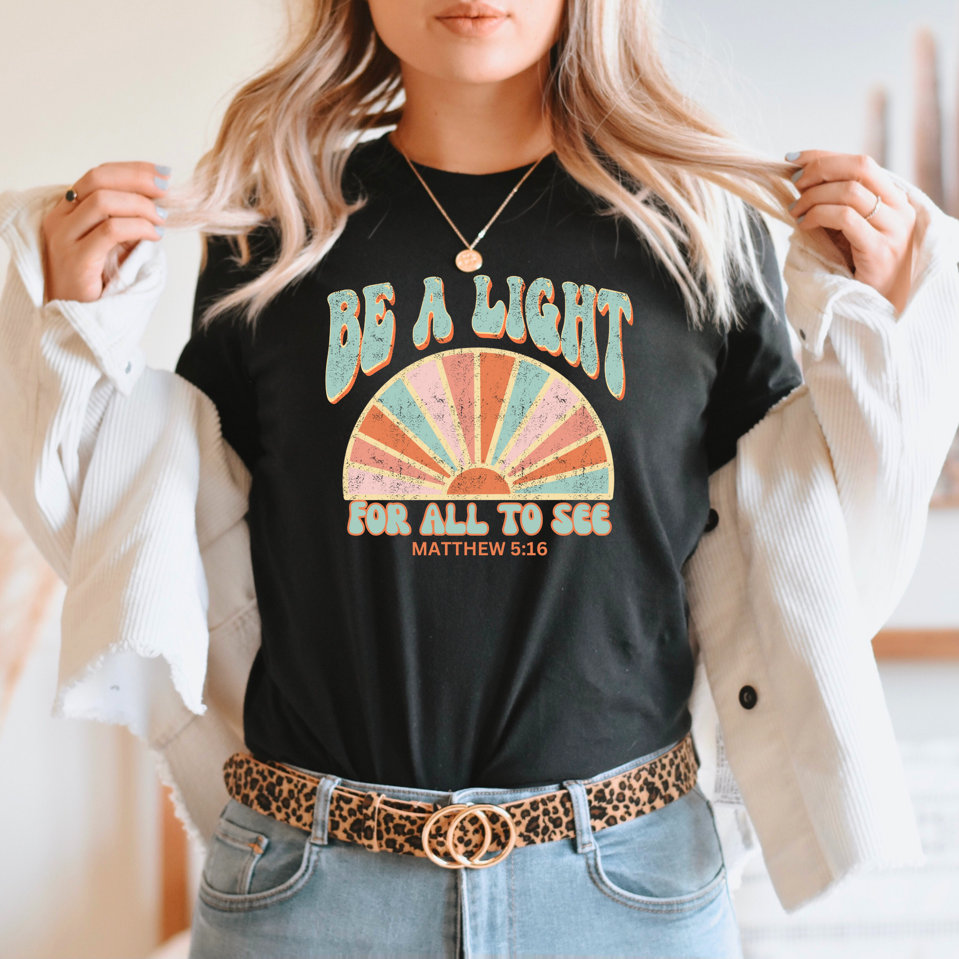 Wholesale Be a Light Graphic Tee - Black Tee