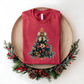 Wholesale Glitter Christmas Tree Graphic Tee - Canvas Red Tee