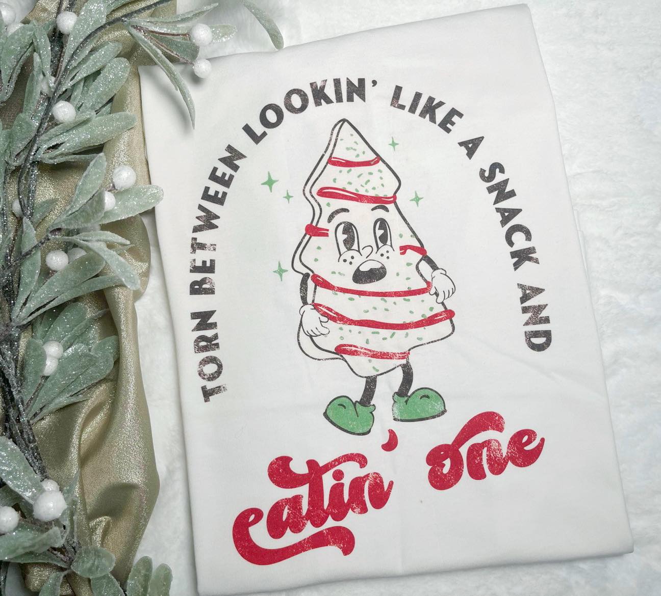 Wholesale Christmas Snack Graphic Tee - White