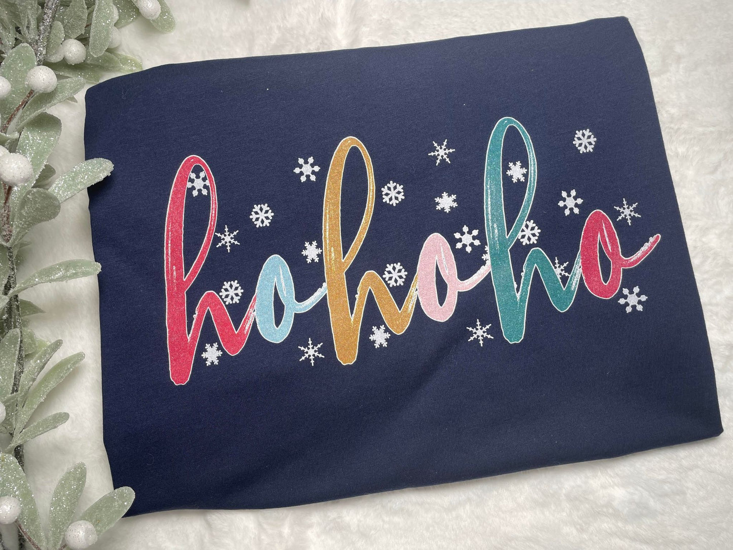 Wholesale Snowy Ho Ho HO Graphic Tee - Navy