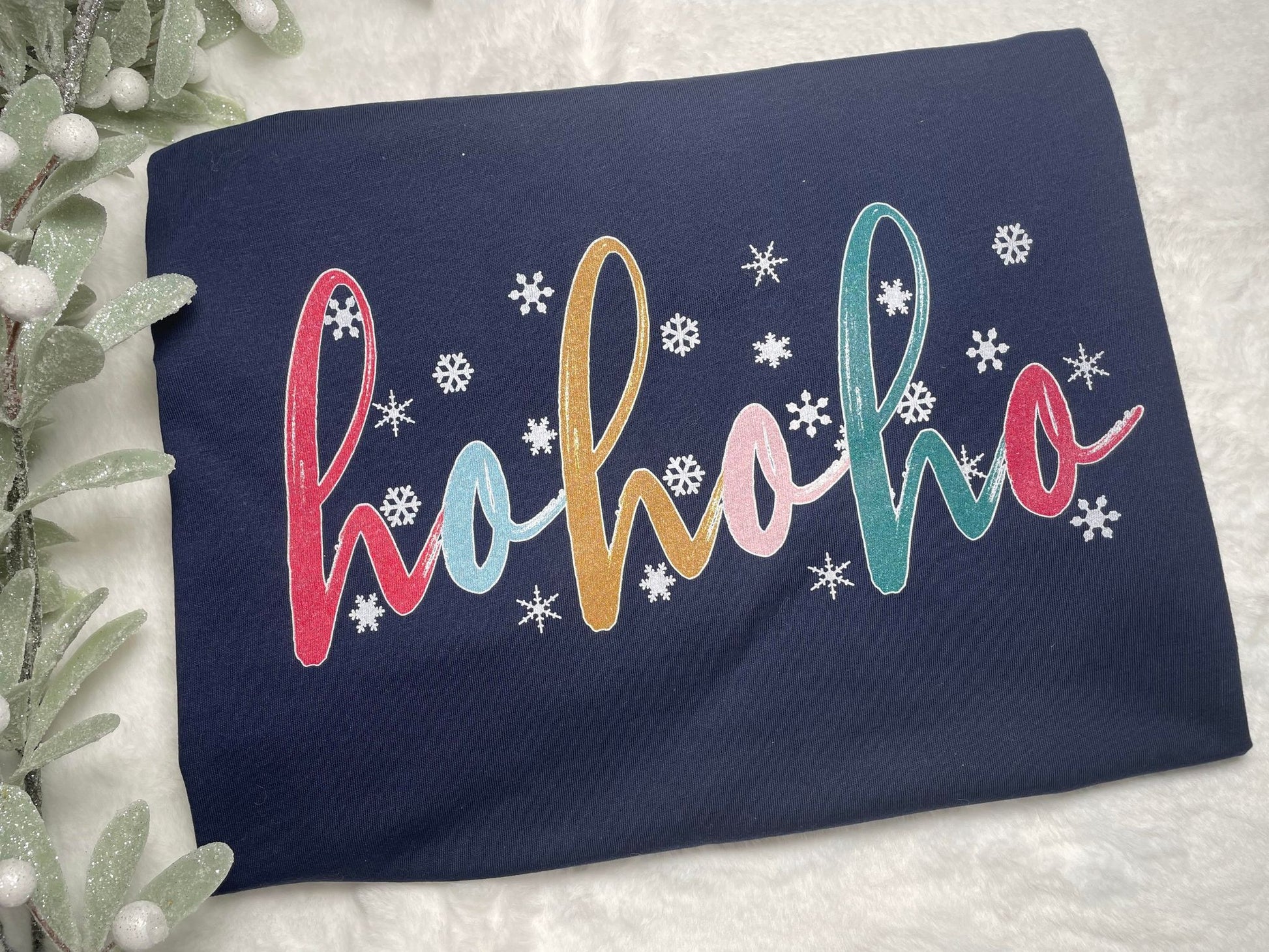 Wholesale Snowy Ho Ho HO Graphic Tee - Navy