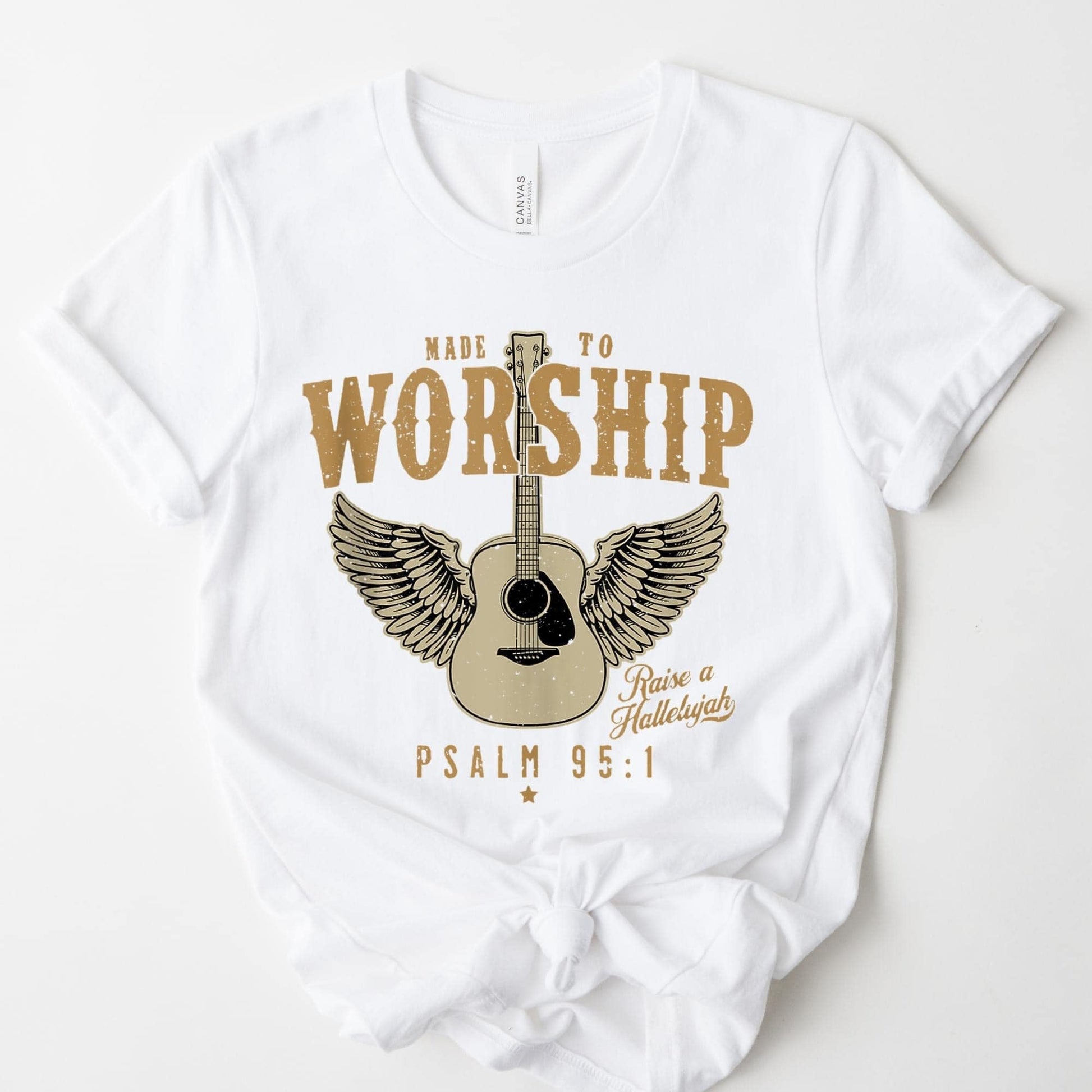 Wholesale Made to Worship Guitar Graphic Tee - White