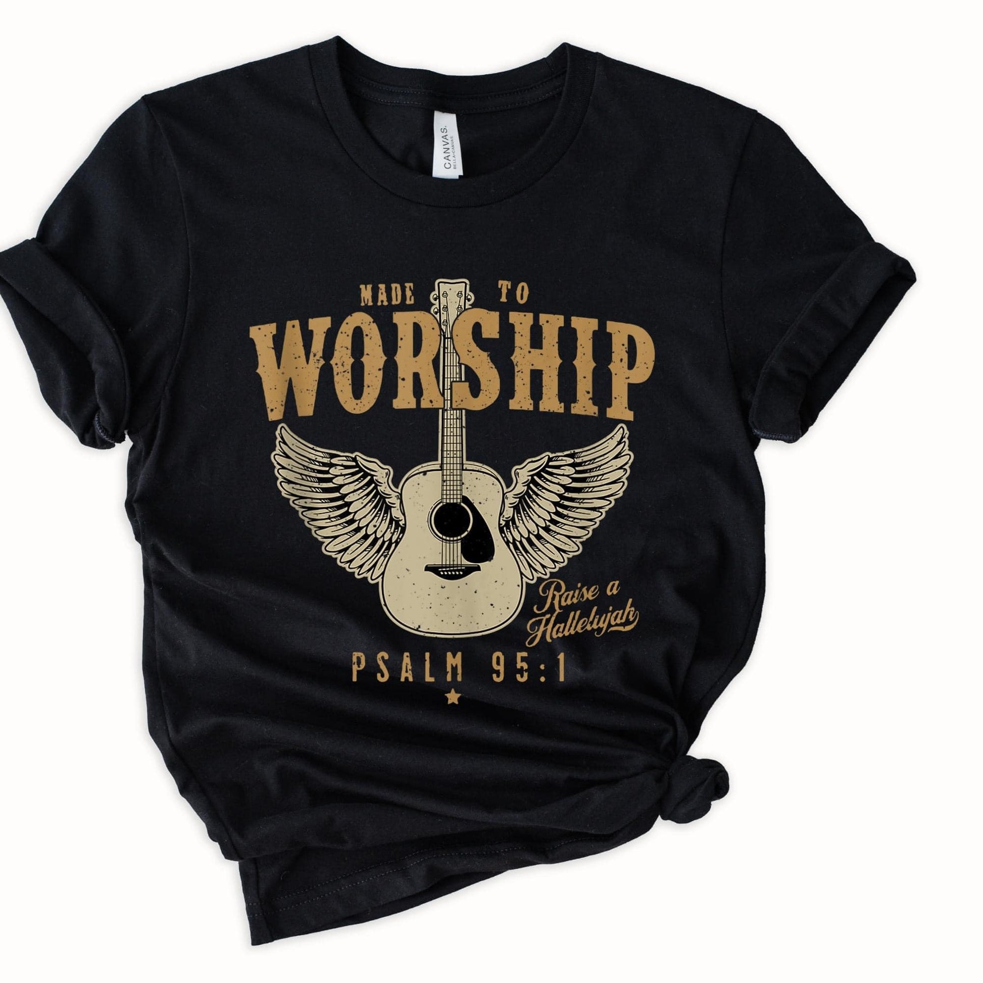 Wholesale Made to Worship Guitar Graphic Tee - Olive