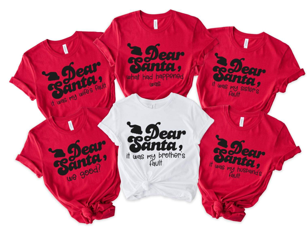 Wholesale Dear Santa Family Tees Graphic Tee - White