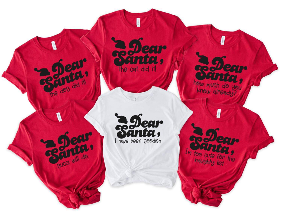 Wholesale Dear Santa Family Tees Graphic Tee - Red
