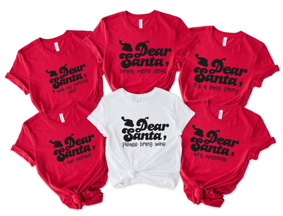 Wholesale Dear Santa Family Tees Graphic Tee - Red