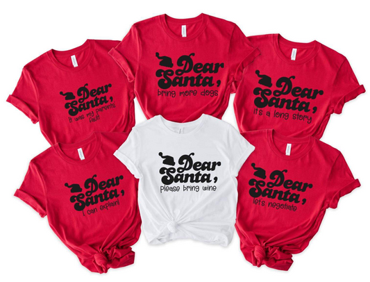 Wholesale Dear Santa Family Tees Graphic Tee - Red