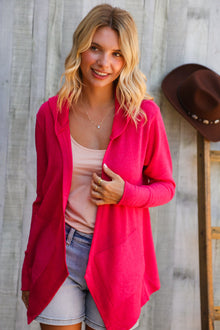  Coastal Breeze Coral Long Sleeve Open Cardigan Hoodie