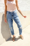 Judy Blue High-Rise Boyfriend Cuffed Hem Distressed Jeans