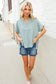 Casual Chic Sage Linen Notch Neck Dolman Short Sleeve Top