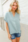 Casual Chic Sage Linen Notch Neck Dolman Short Sleeve Top
