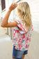 Southern Nights Pink Contrast Binding Floral Flutter Sleeve Top