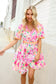 Beautiful You Rose Floral Print Ric Rack Trim Babydoll Dress