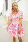 Beautiful You Rose Floral Print Ric Rack Trim Babydoll Dress