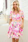 Beautiful You Rose Floral Print Ric Rack Trim Babydoll Dress