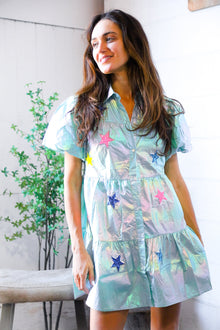  Nova Night Out Tiered Bubble Sleeve T Shirt Dress